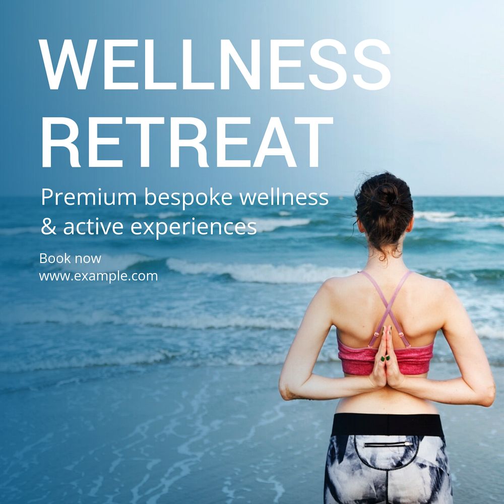 Wellness retreat  Instagram post template, editable text