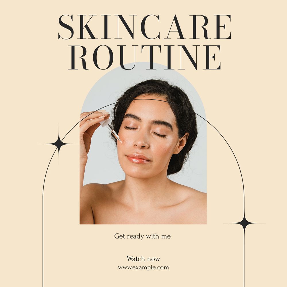 Skincare routine Instagram post template, editable text