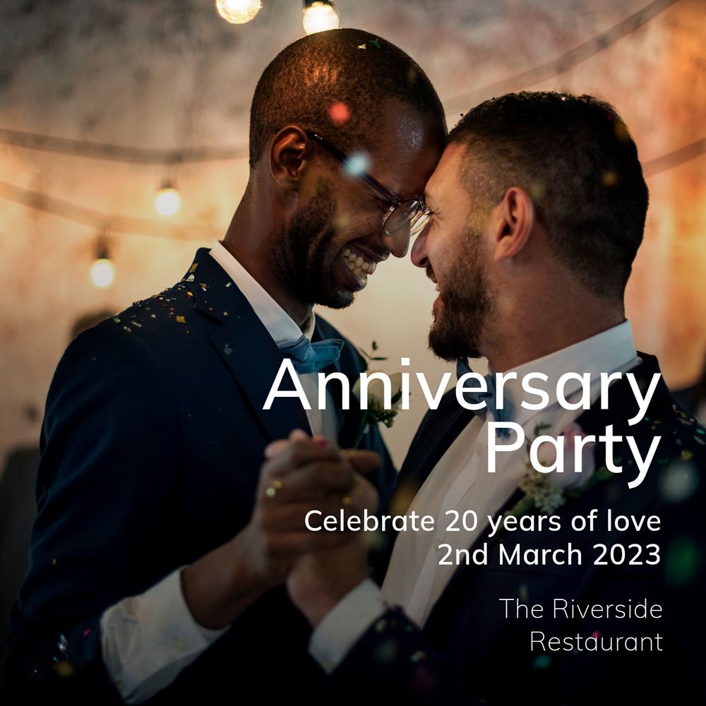 Anniversary party Instagram post template, editable text