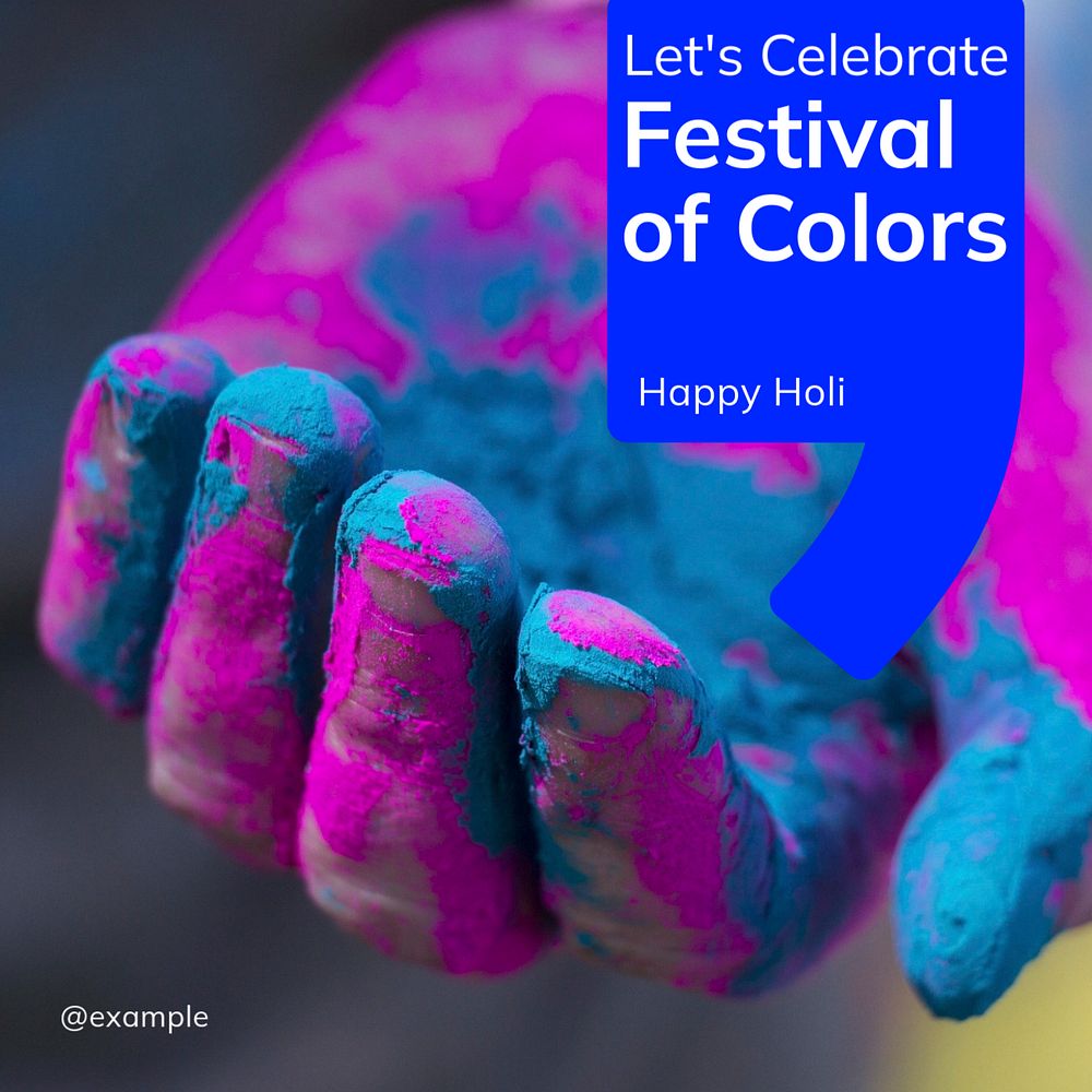 Holi festival Instagram post template, editable text