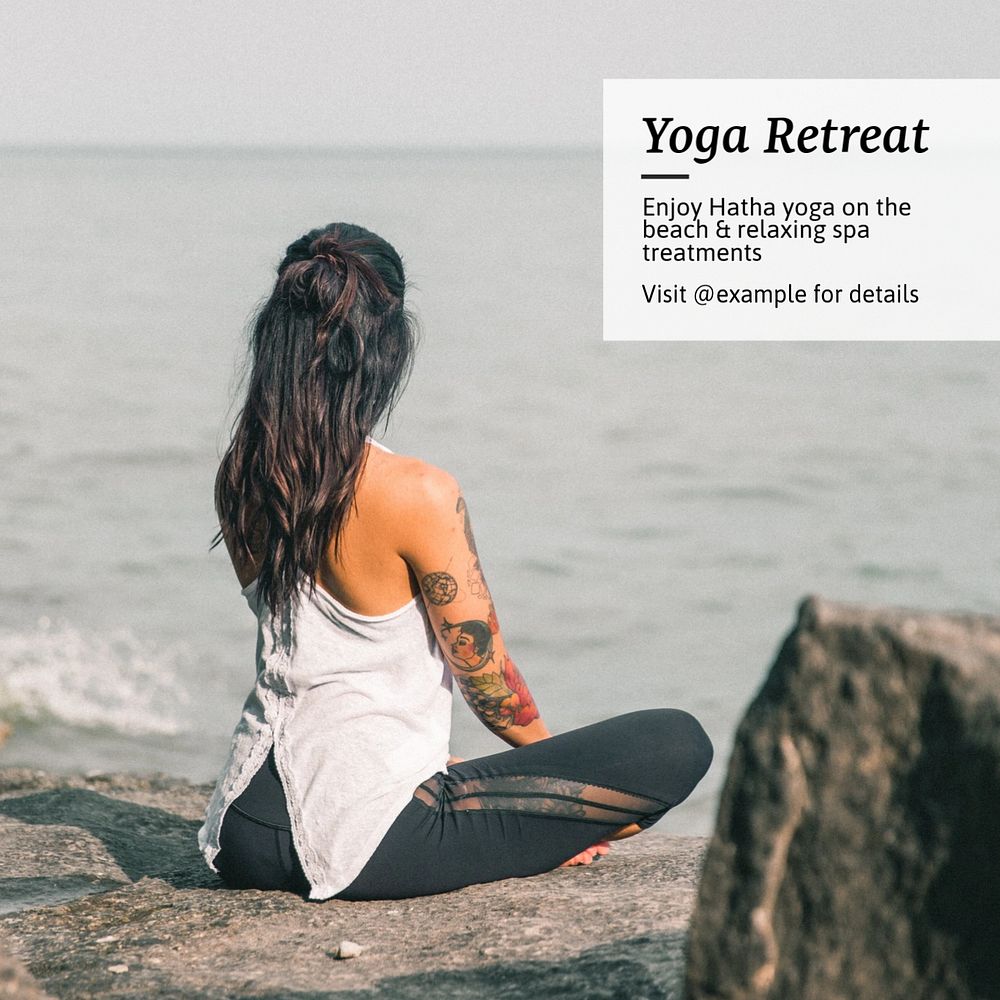 Yoga retreat Instagram post template, editable text