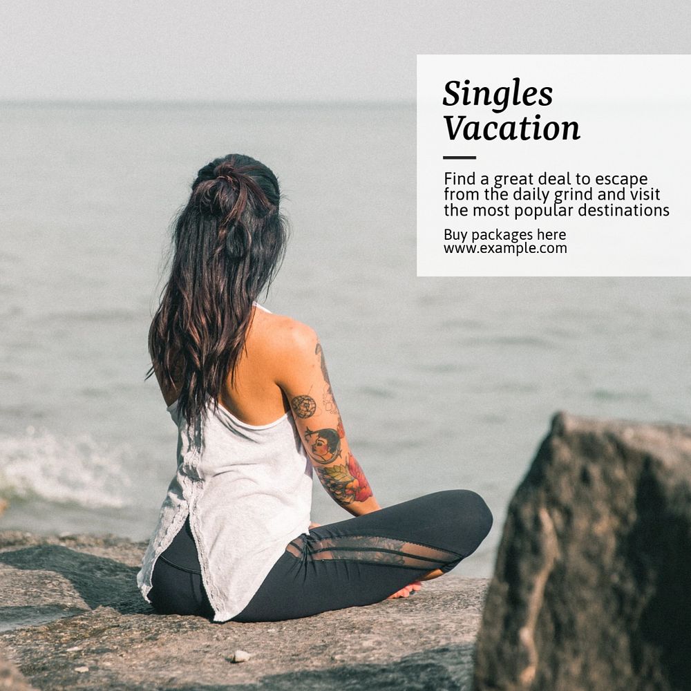 Singles vacation Instagram post template, editable text