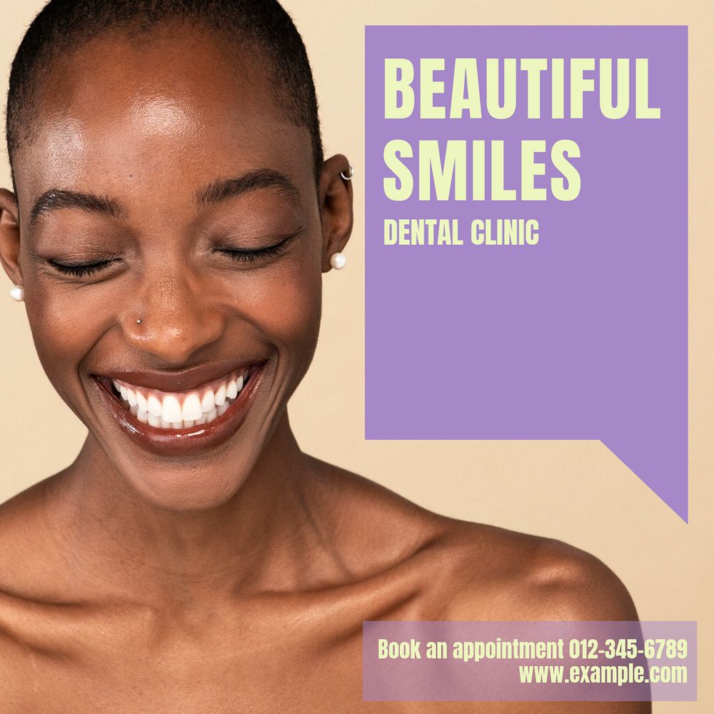 Dental clinic Instagram post template, editable text