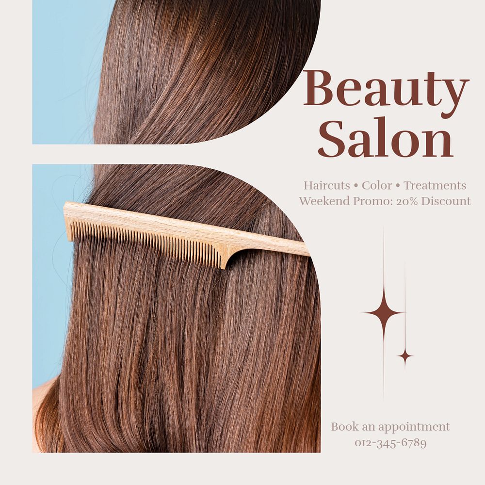 Beauty salon Instagram post template, editable text