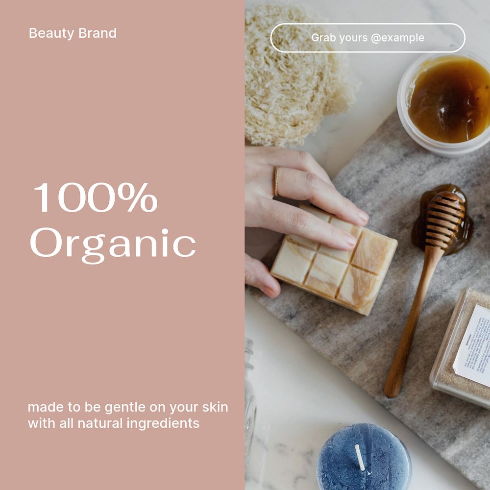 Organic beauty product  Instagram post template, editable text