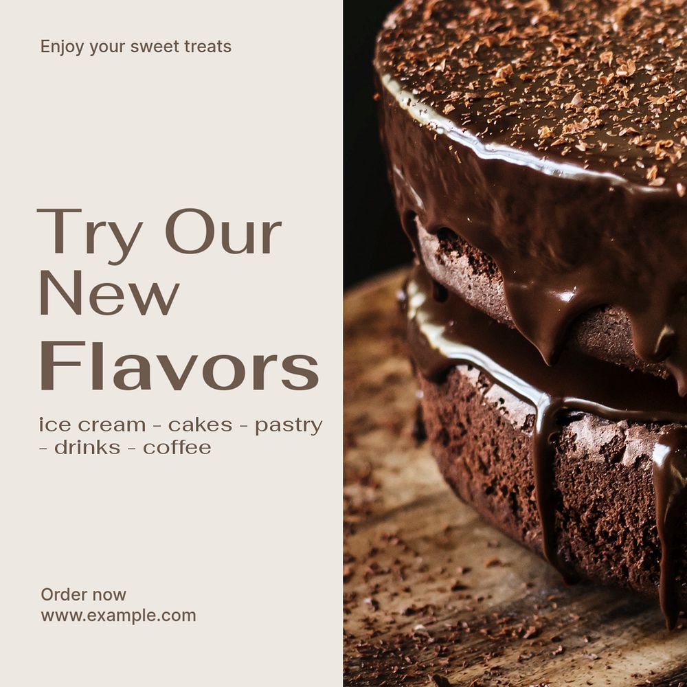 New flavors  Instagram post template, editable text