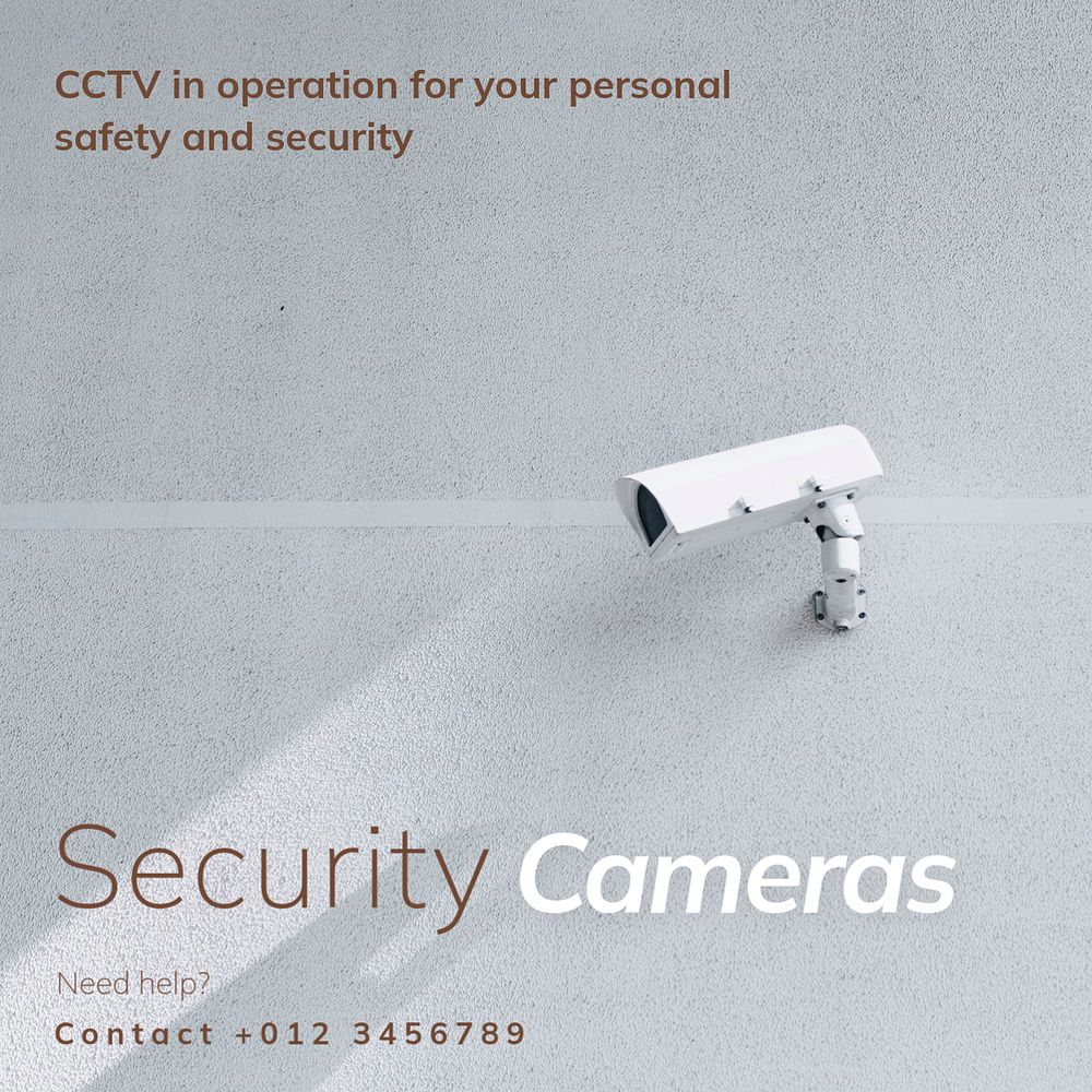 Security cameras Instagram post template, editable text