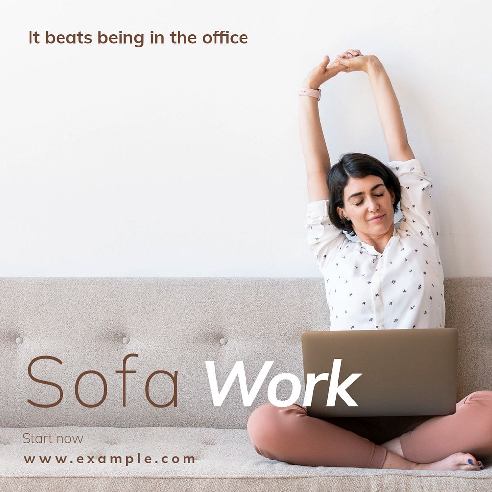 Sofa work Instagram post template, editable text