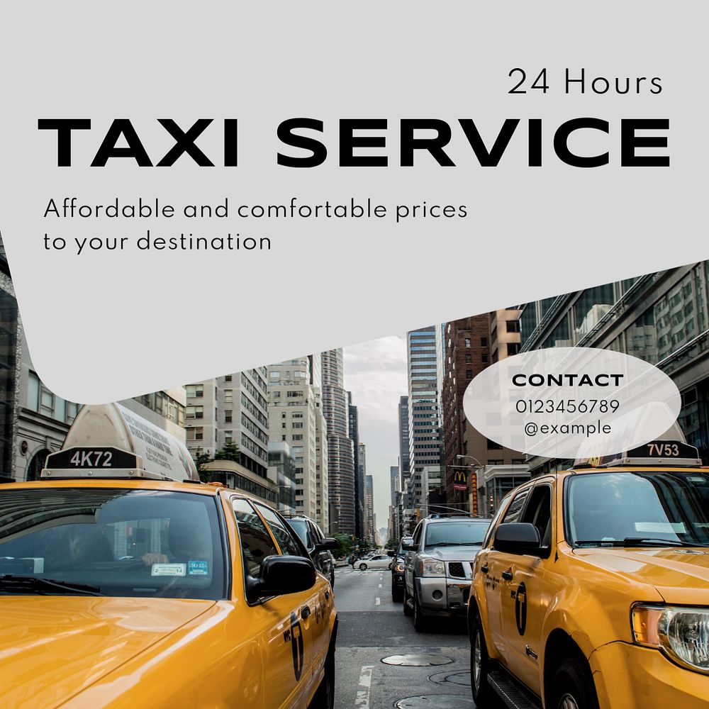 Taxi service Instagram post template, editable text