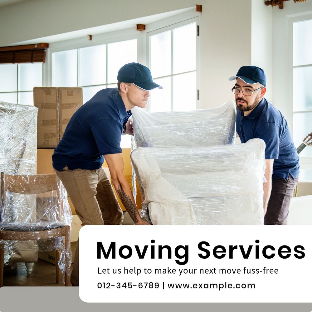 Moving services Instagram post template, editable text