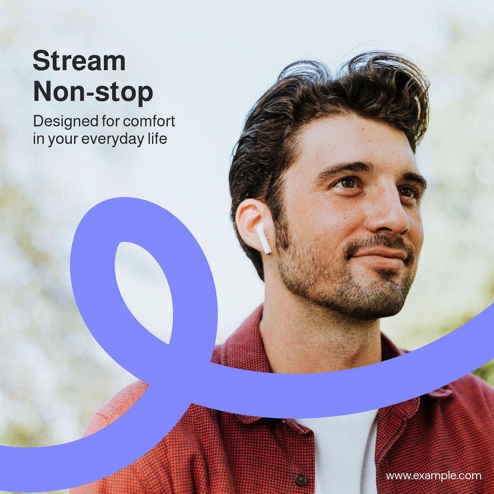 Stream non-stop Instagram post template, editable text