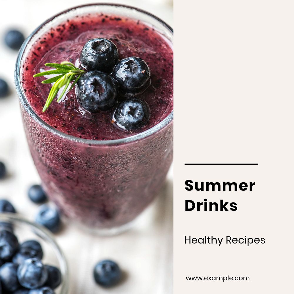 Summer drinks Instagram post template, editable text