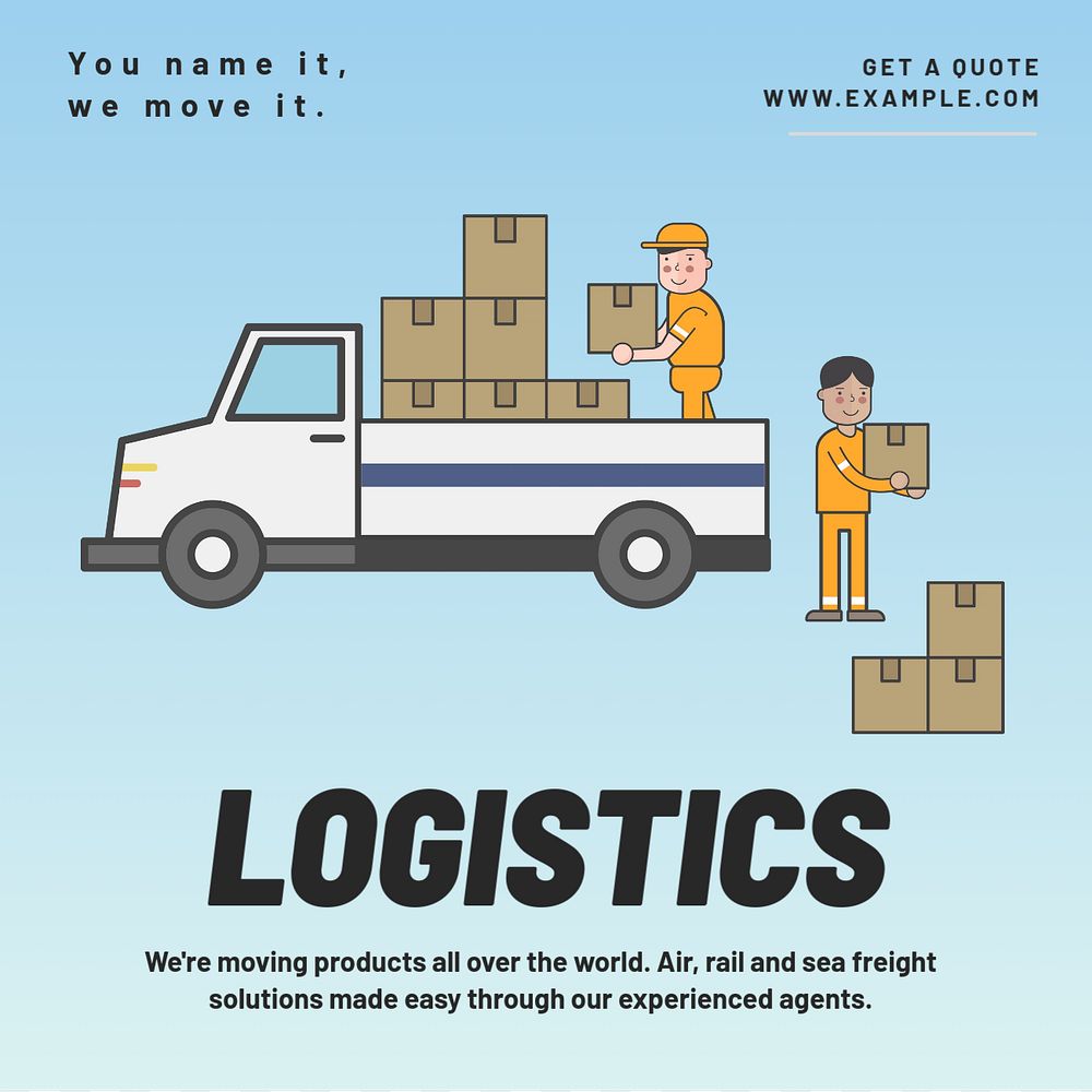 Logistics  Instagram post template, editable text