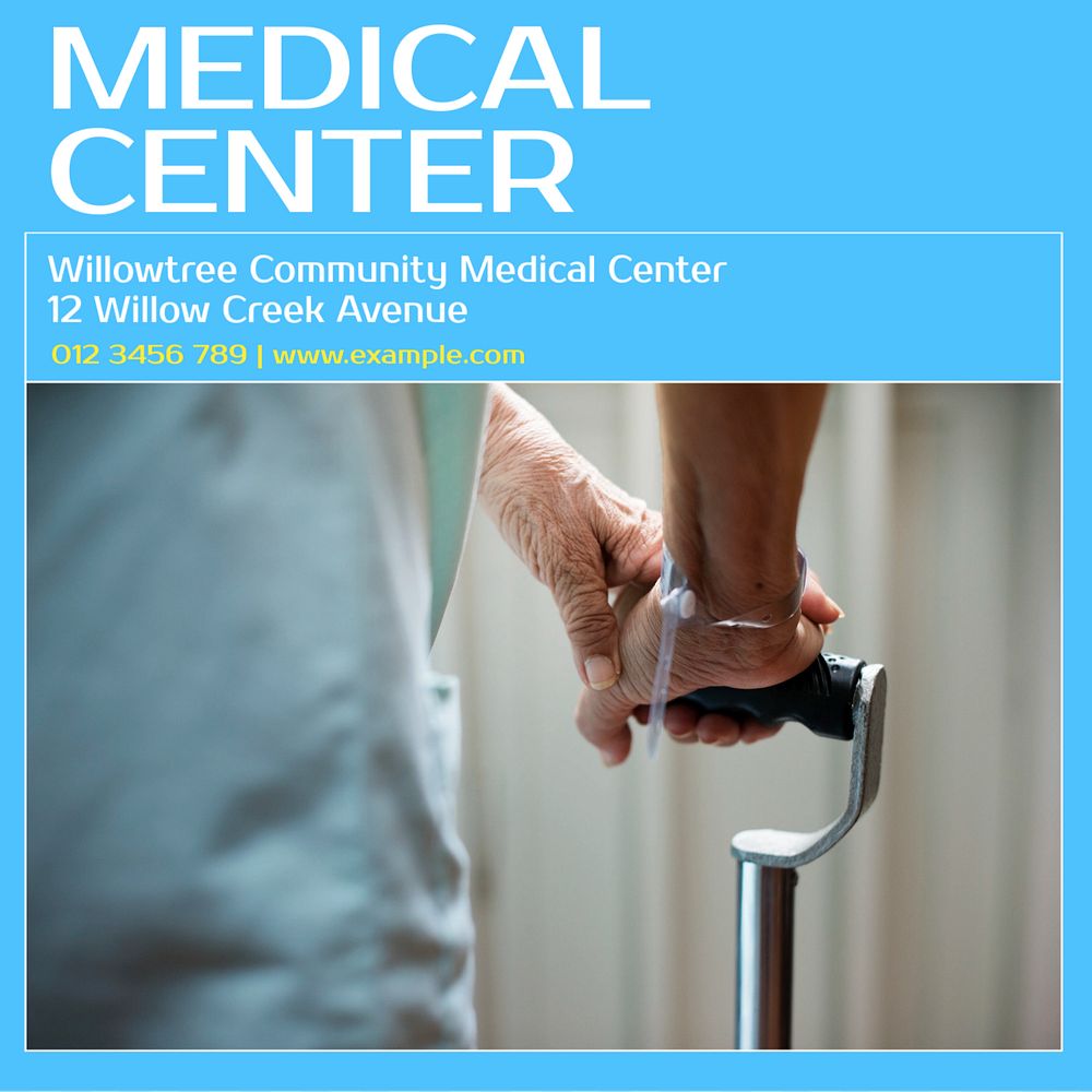 Medical center Instagram post template, editable text