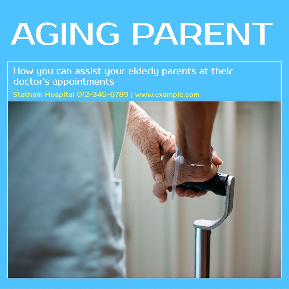 Aging parent Instagram post template, editable text