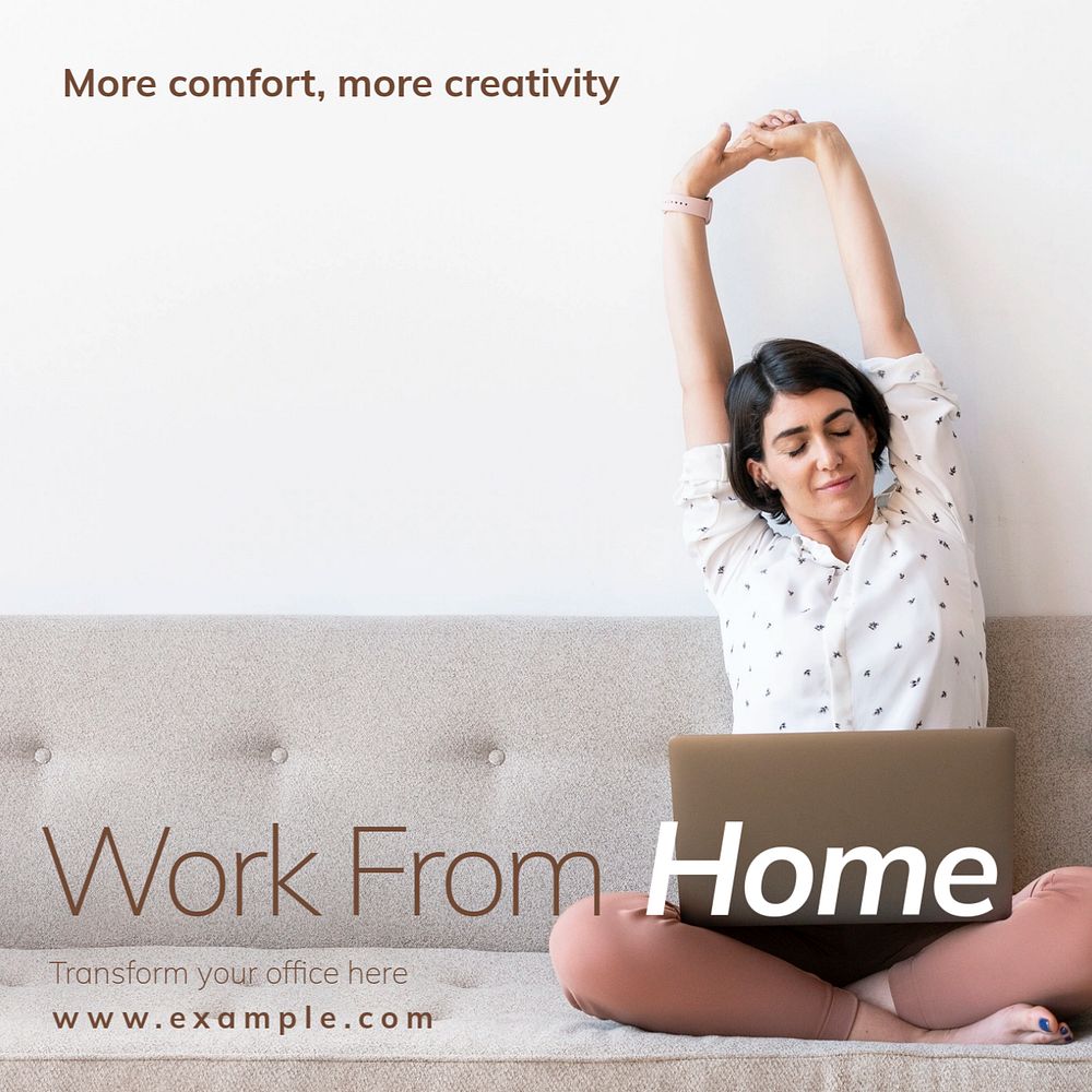 Work from home Instagram post template, editable text