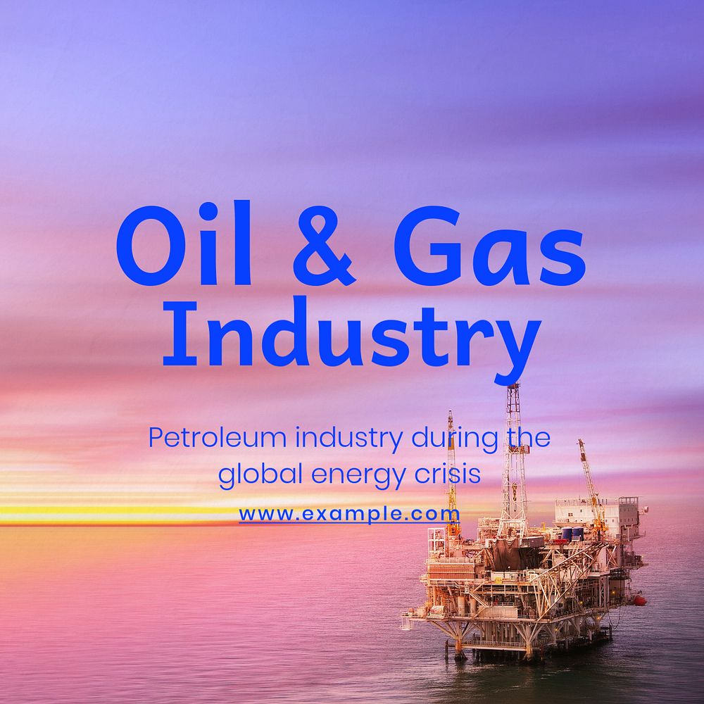 Oil & gas industry Instagram post template, editable text