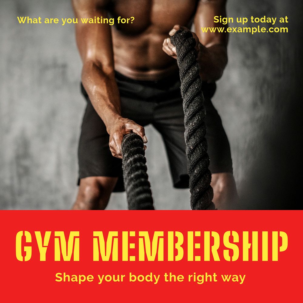 Gym membership Instagram post template, editable text