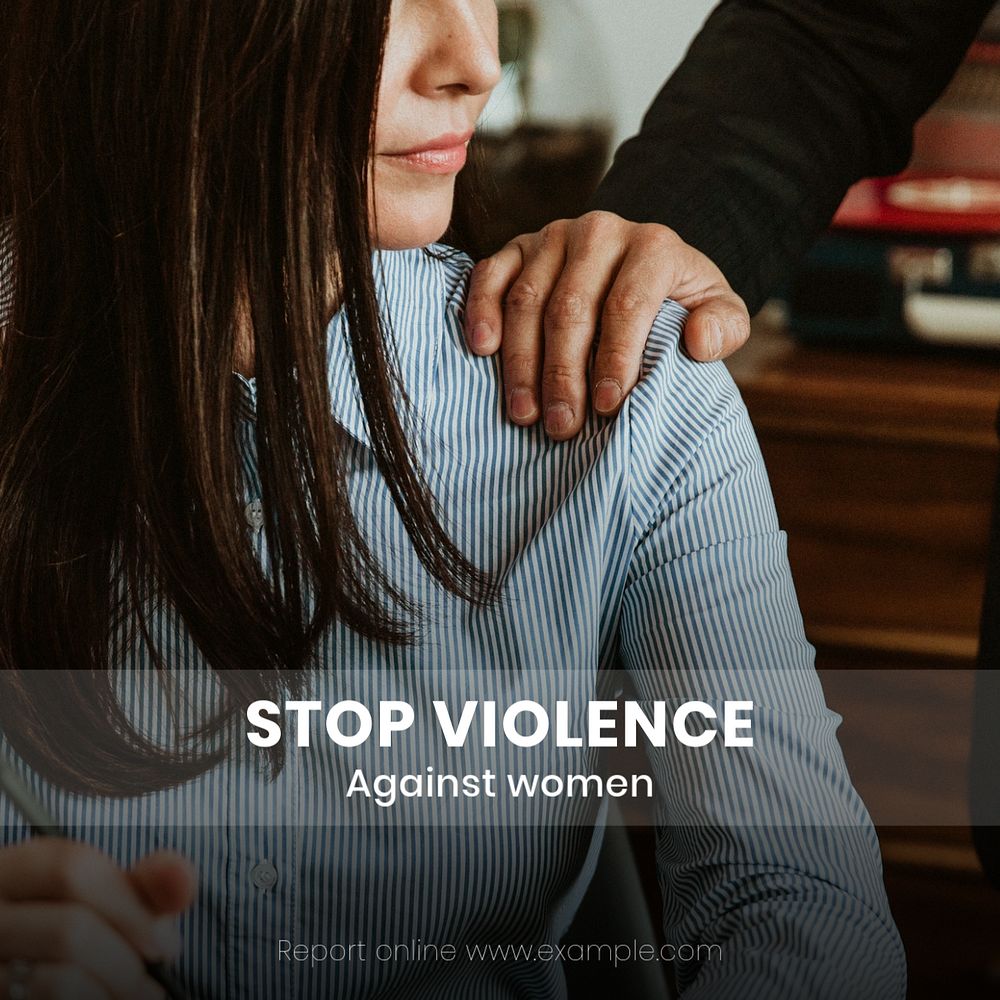 Violence against women Instagram post template, editable text