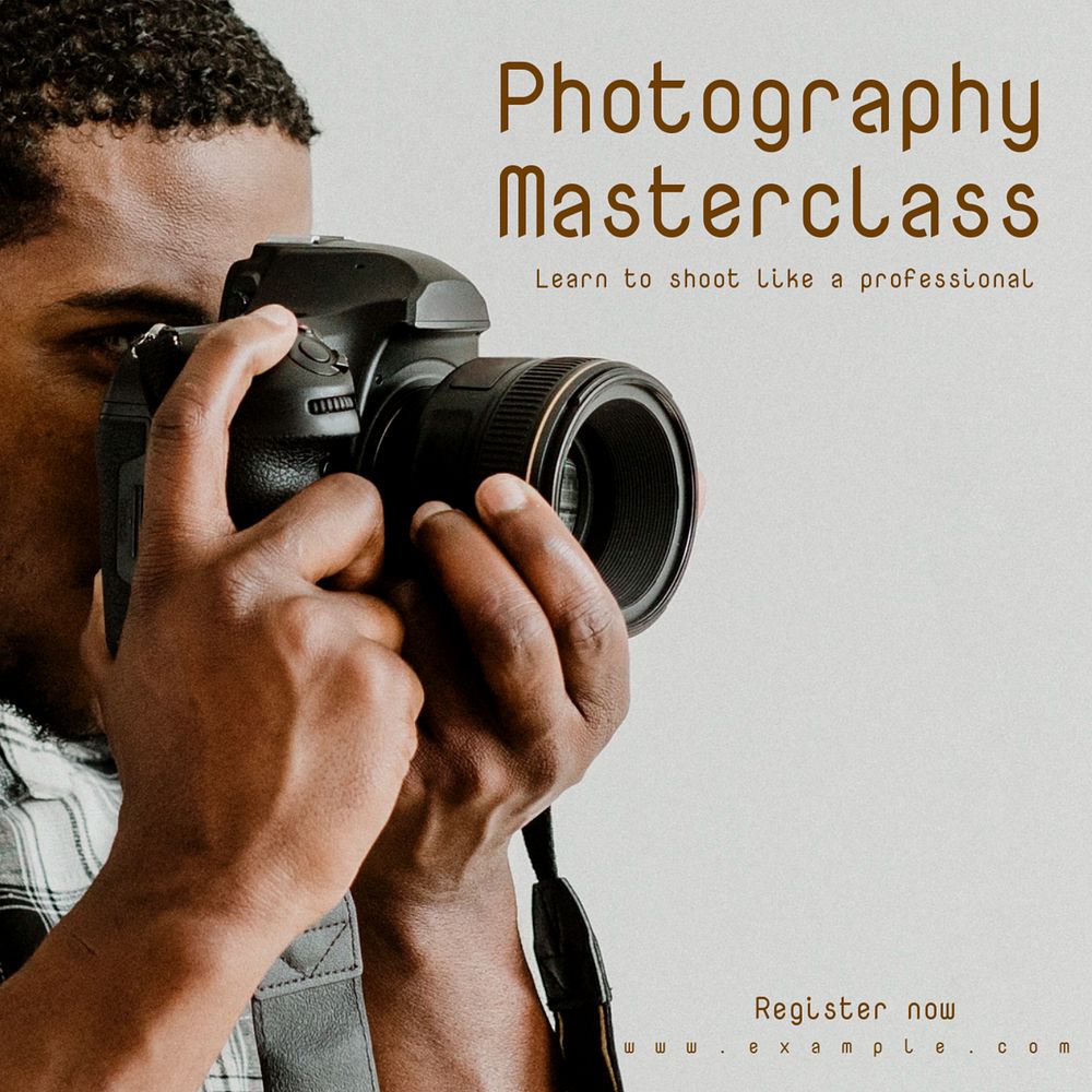 Photography masterclass Instagram post template, editable text