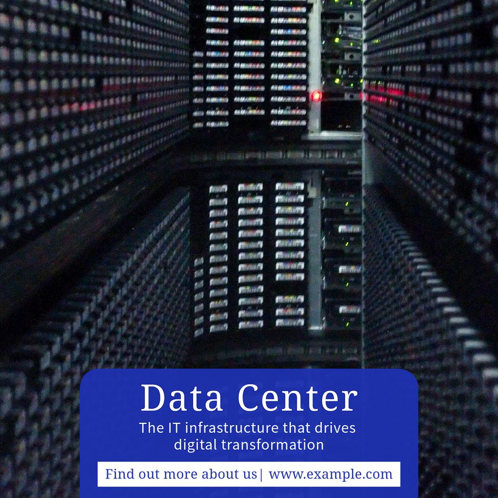 Data center Instagram post template, editable text