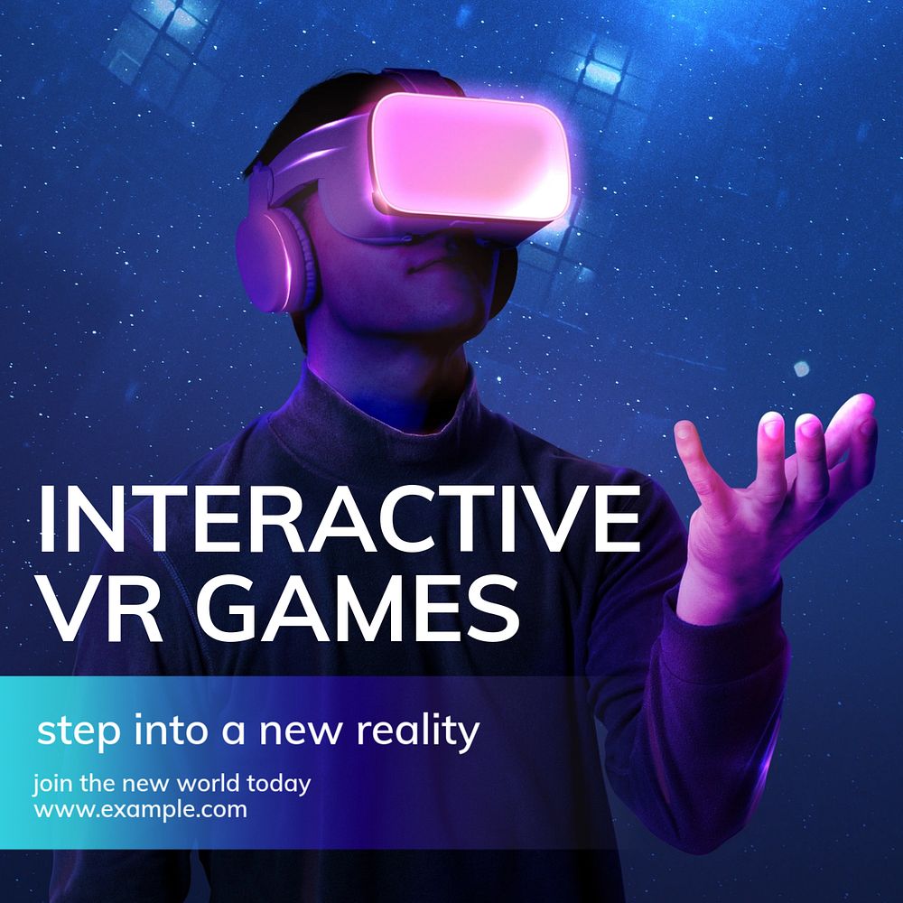 VR games Instagram post template, editable text