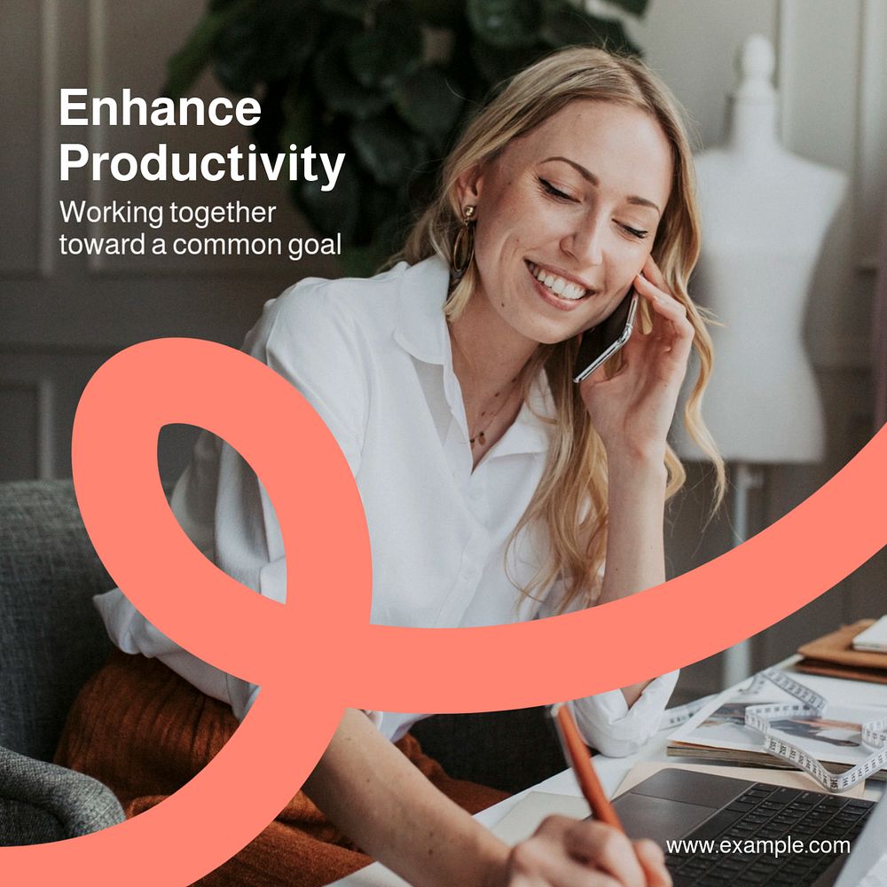 Enhance productivity Instagram post template, editable text