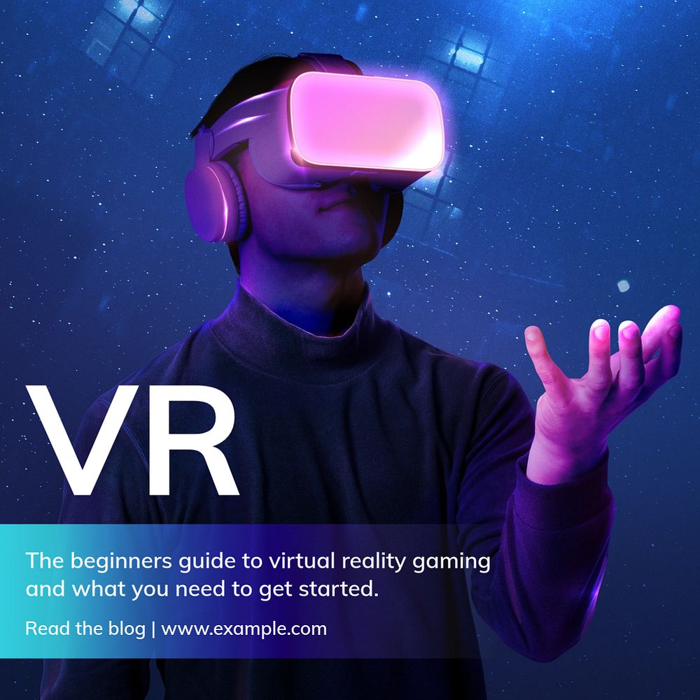 Virtual reality Instagram post template, editable text