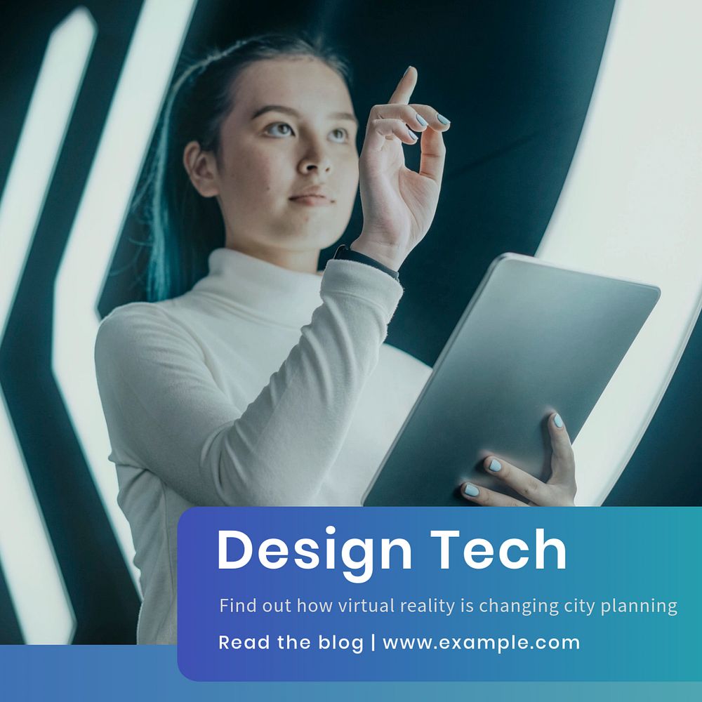 Design tech Instagram post template, editable text