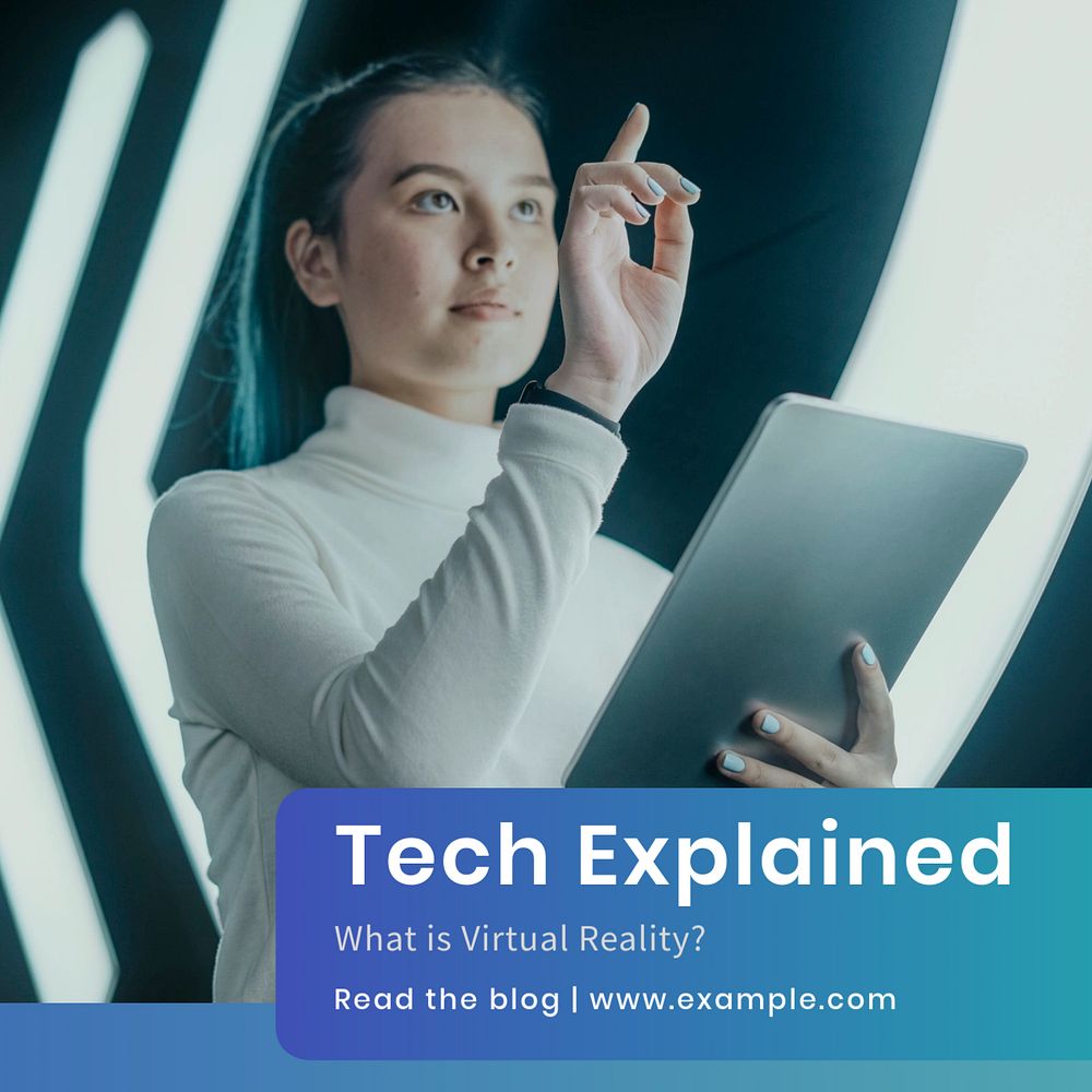 Tech explained Instagram post template, editable text