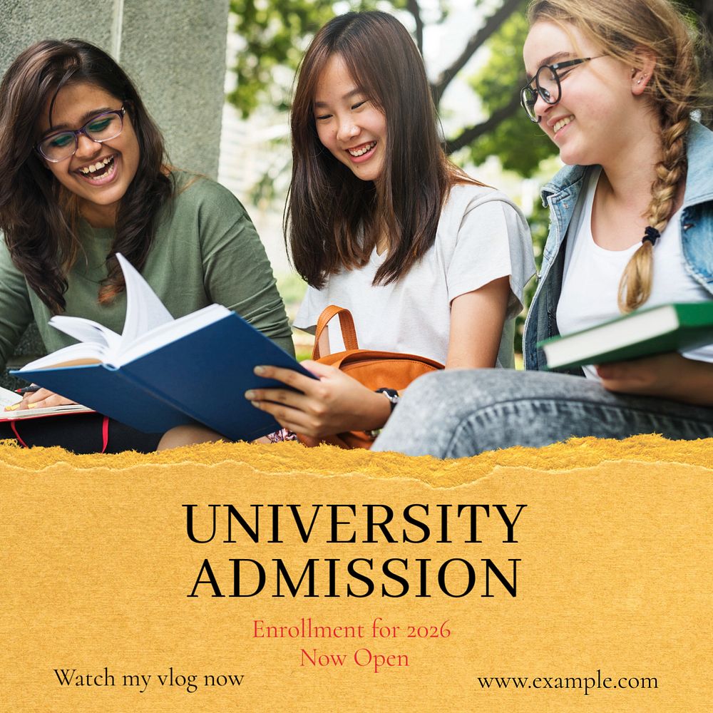 University admission Instagram post template, editable text