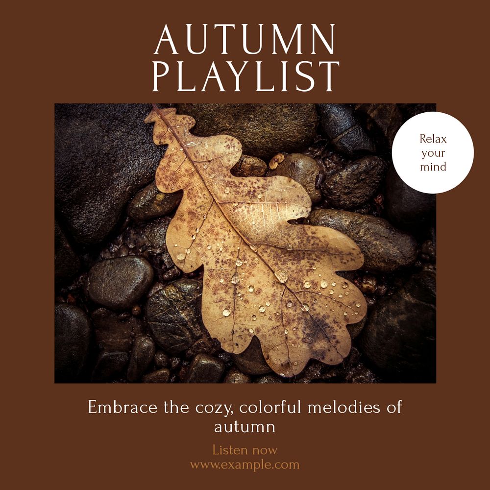 Autumn playlist Instagram post template, editable design