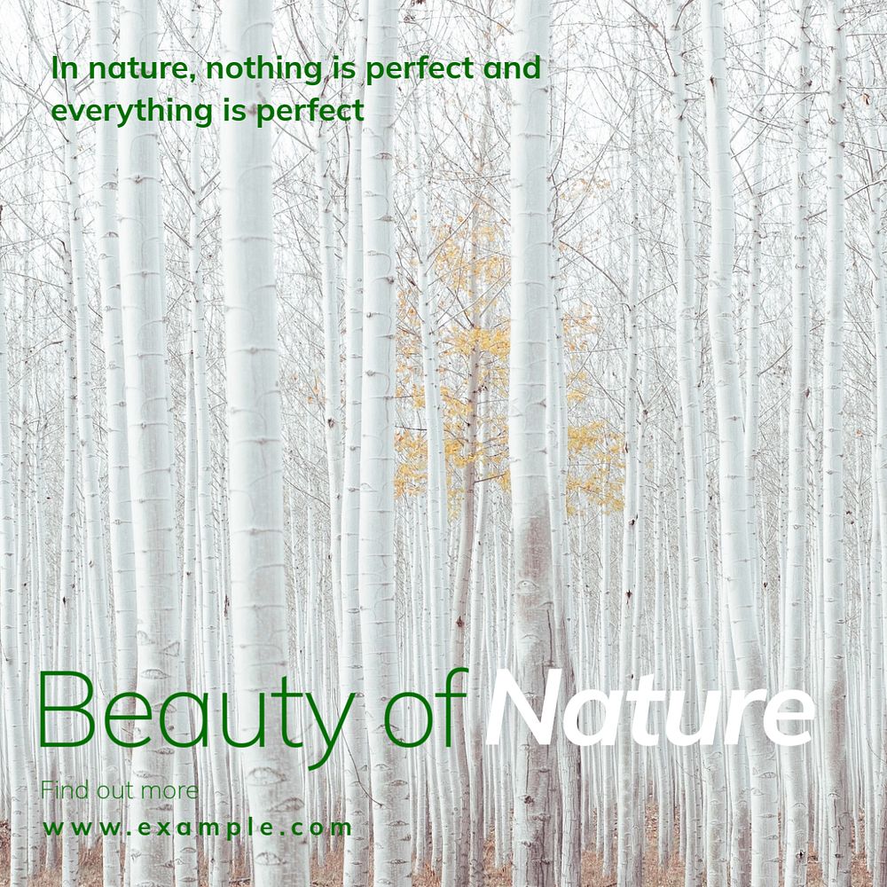 Beauty of nature Instagram post template, editable text