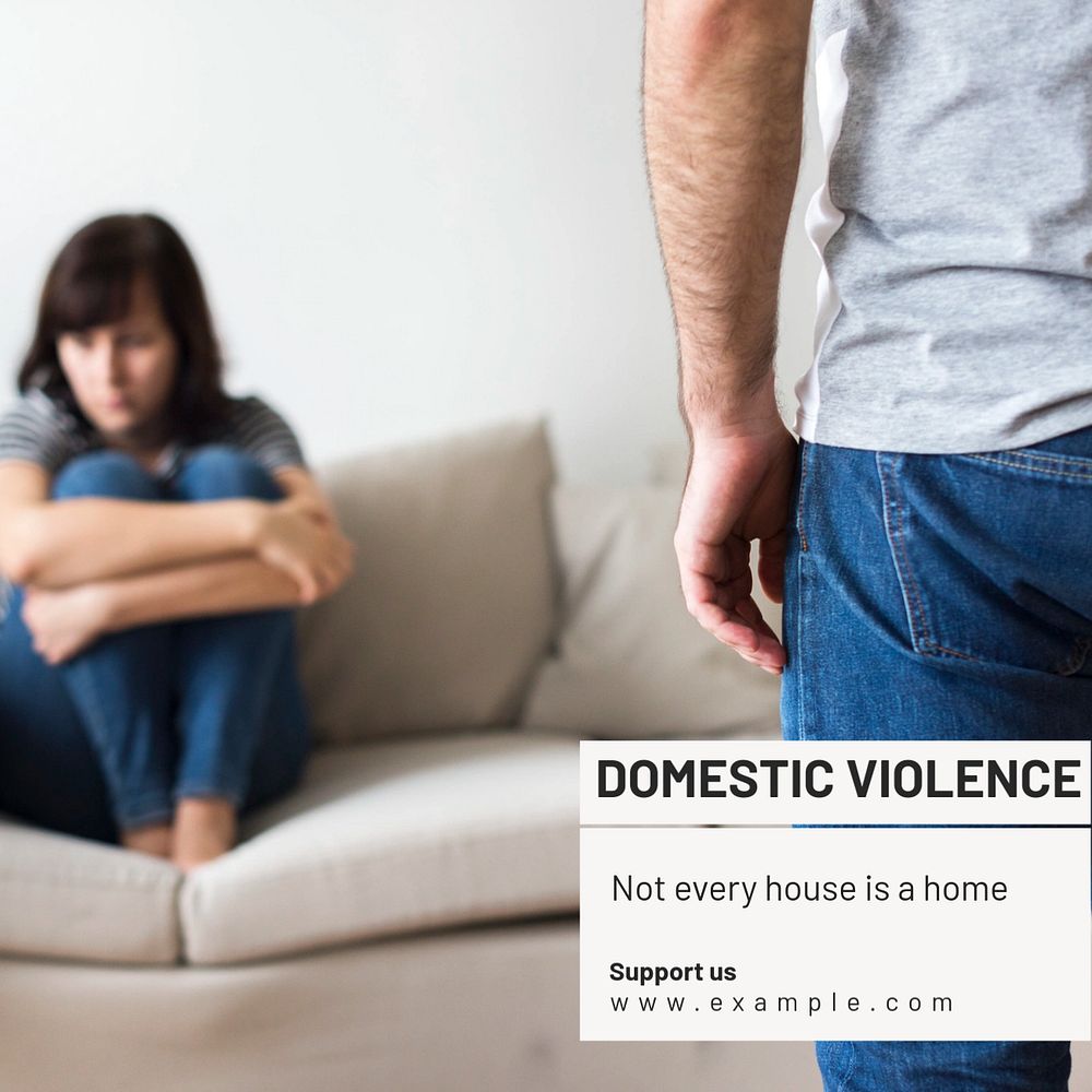 Domestic violence Instagram post template, editable text