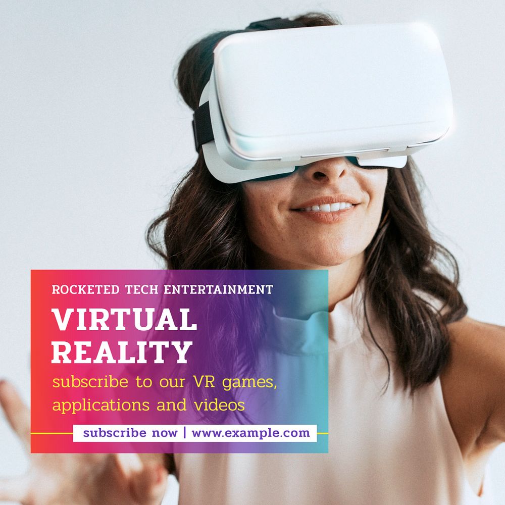 Virtual reality Instagram post template, editable text