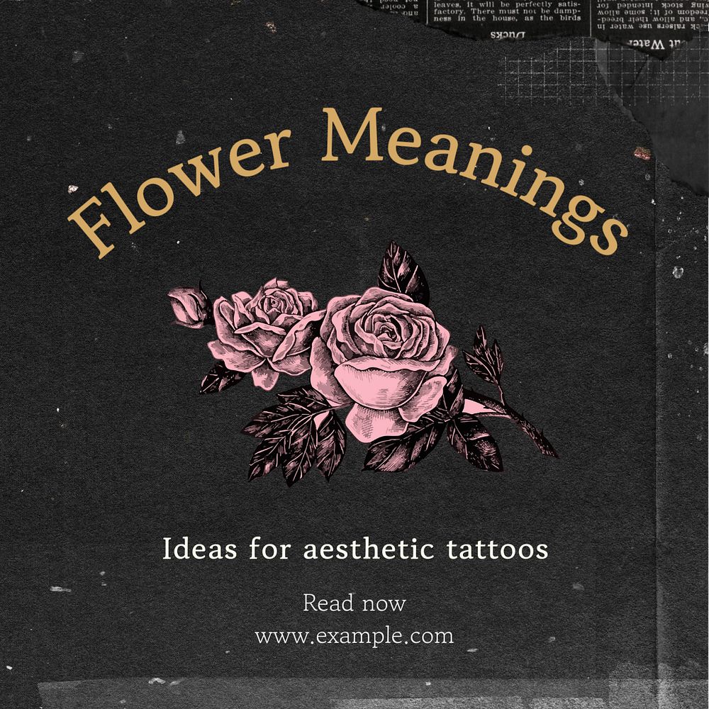 Flower meanings Instagram post template, editable text