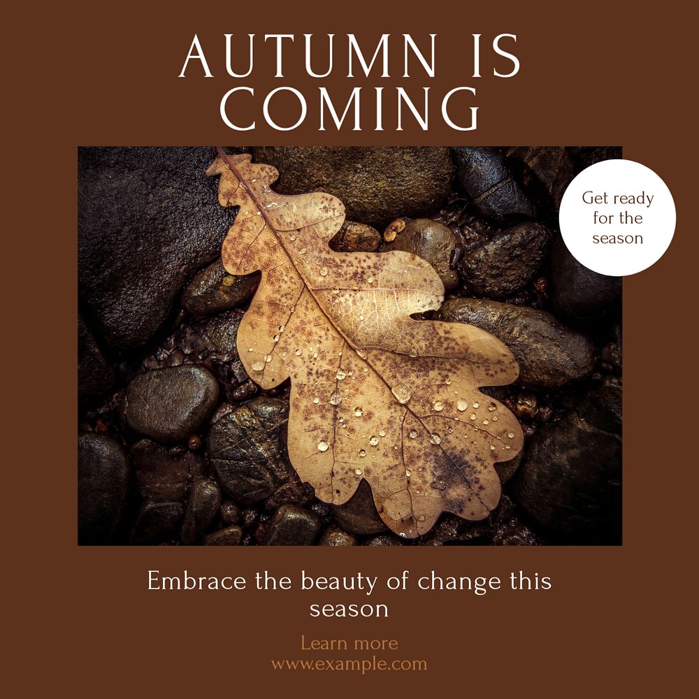 Autumn is coming Instagram post template, editable design