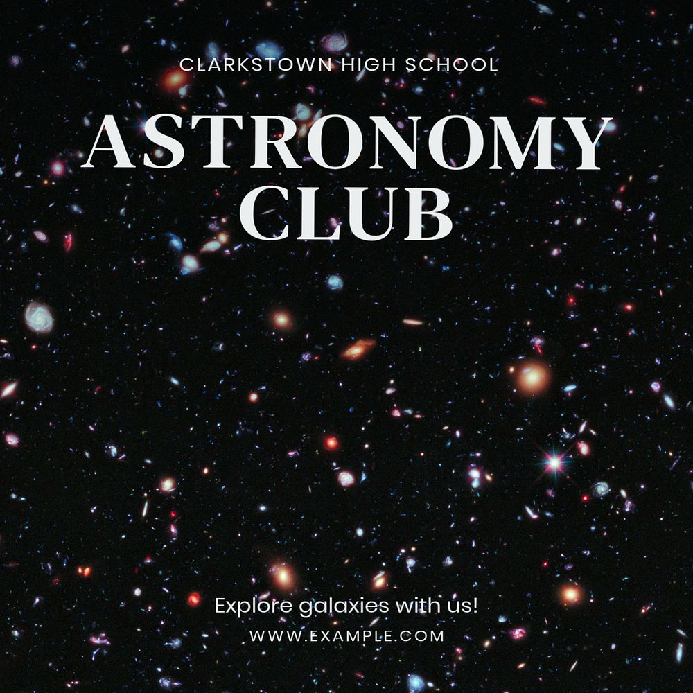 Astronomy club Instagram post template, editable text