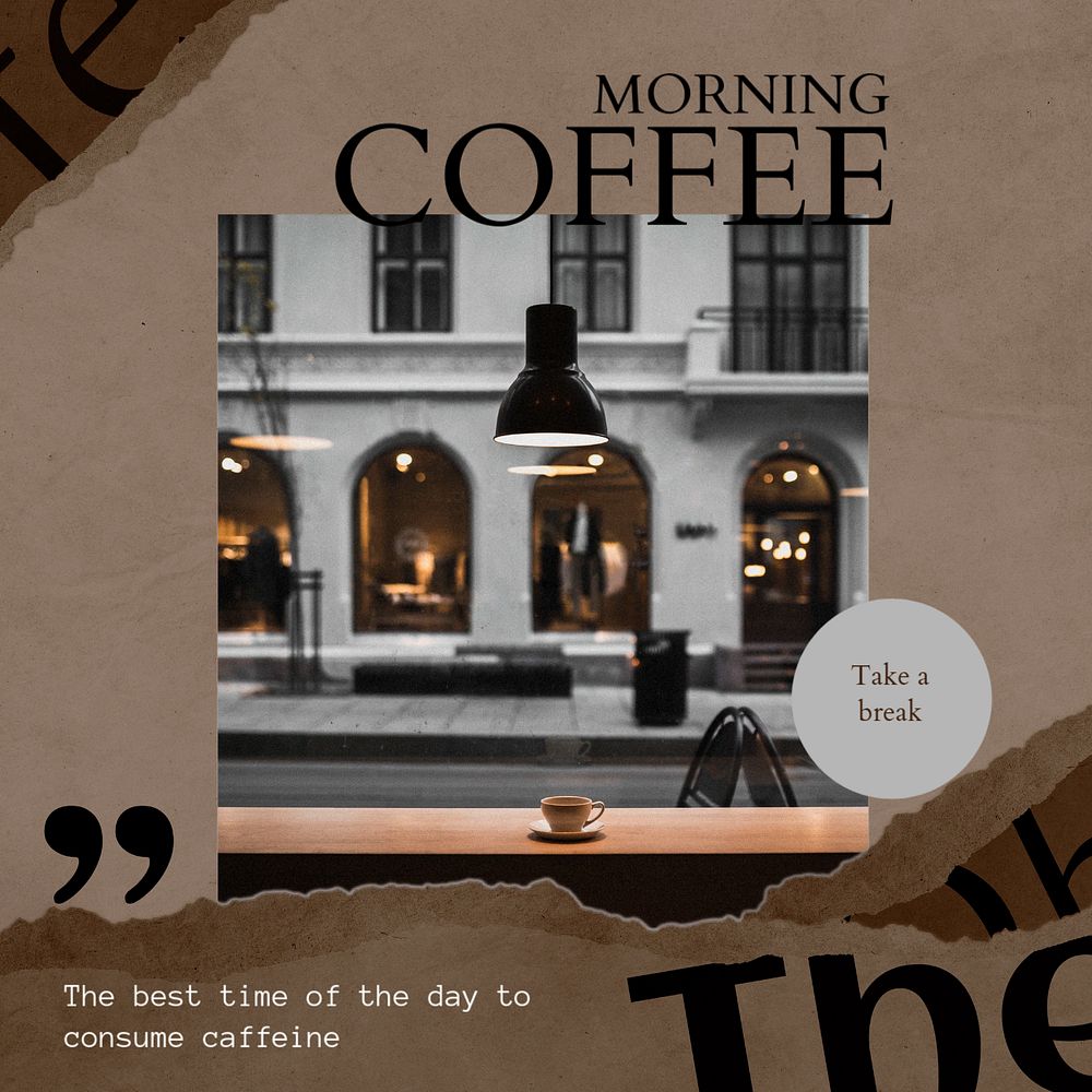 Morning coffee Instagram post template, editable design