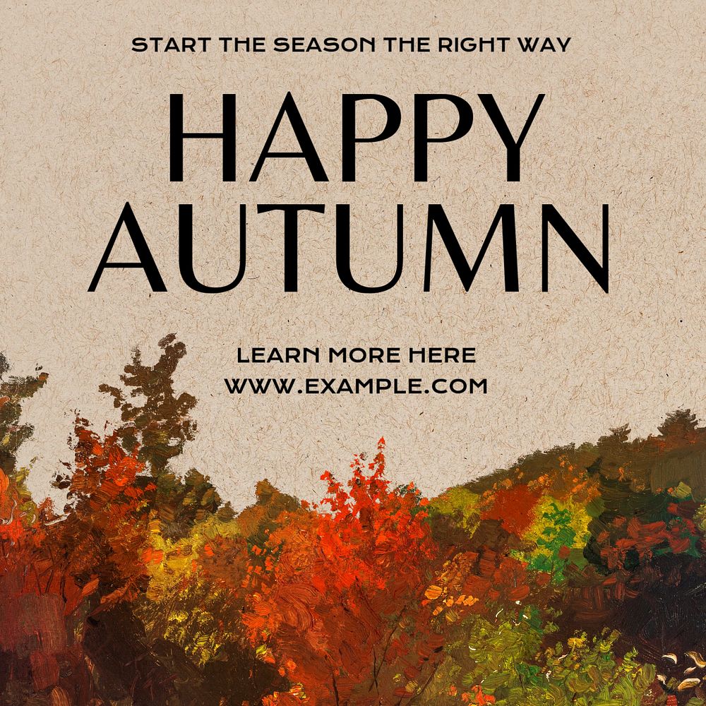 Happy autumn Instagram post template, editable text