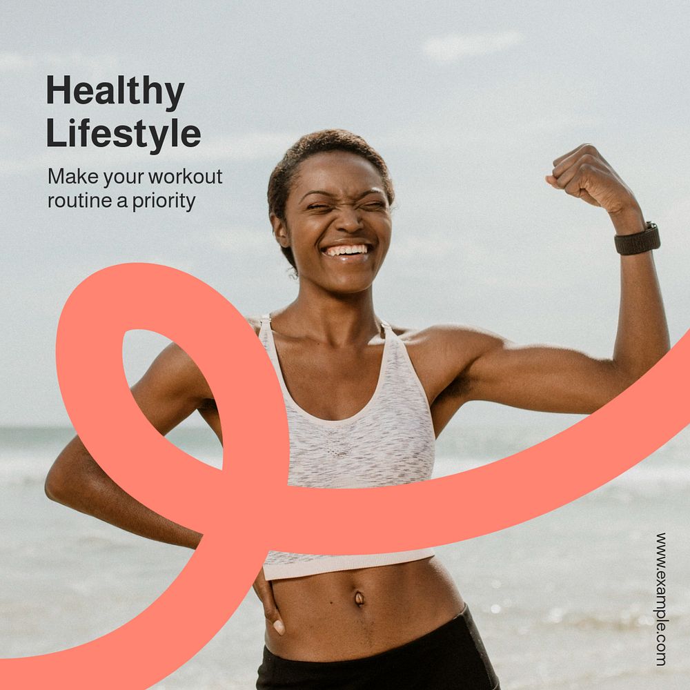 Healthy lifestyle Instagram post template, editable text