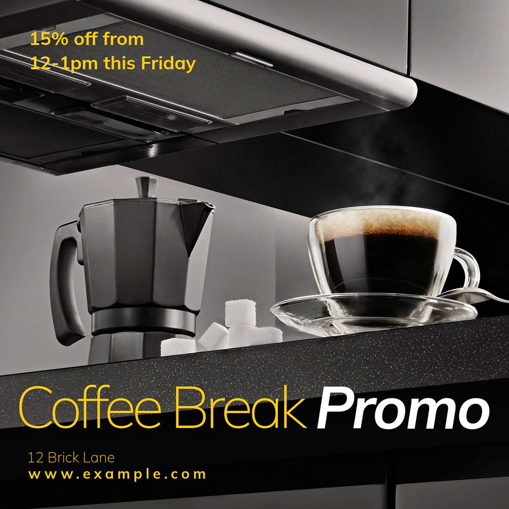 Coffee break promotion Instagram post template, editable text