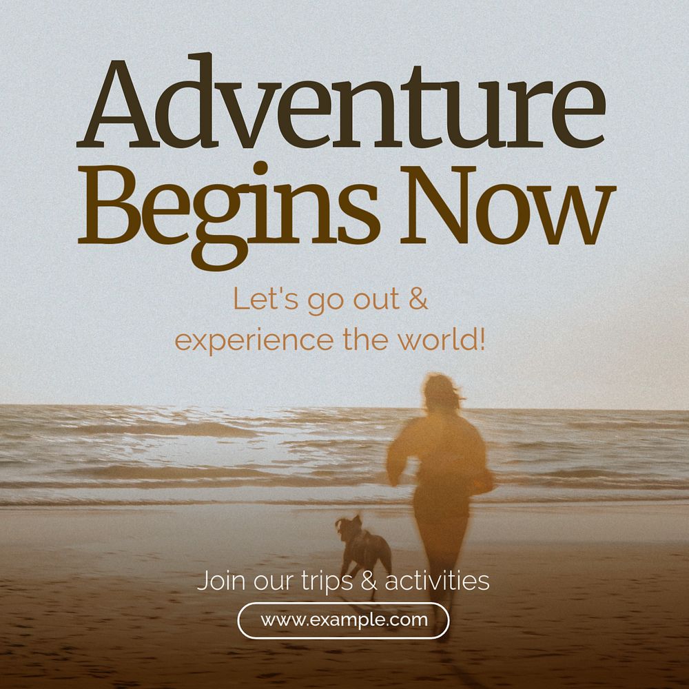 Adventure & travel Instagram post template, editable text