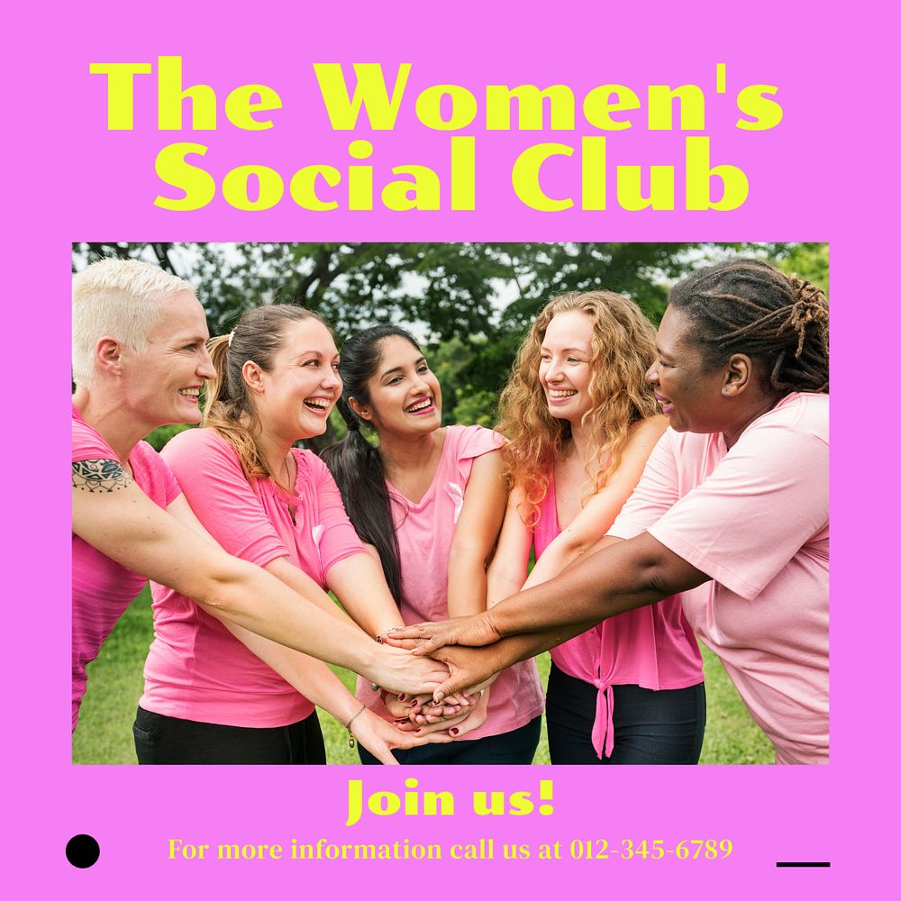 Women social club Instagram post template, editable text