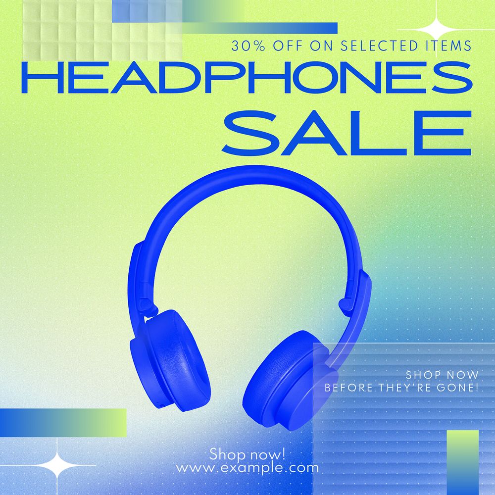 Headphones sale Instagram post template, editable text