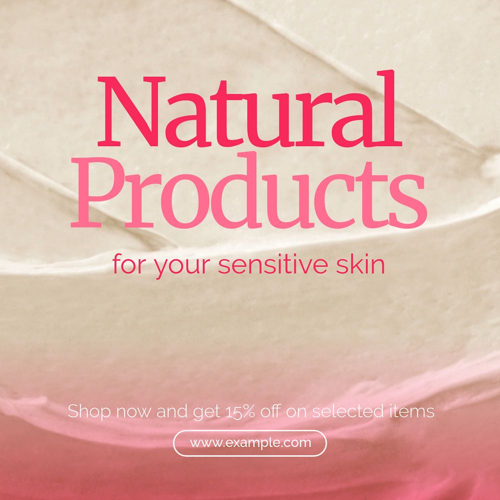 Natural skincare Instagram post template, editable text