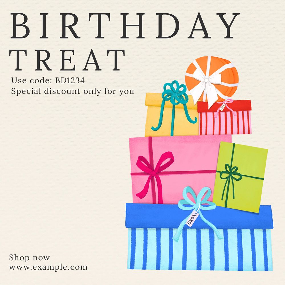 Birthday promotion Instagram post template, editable text