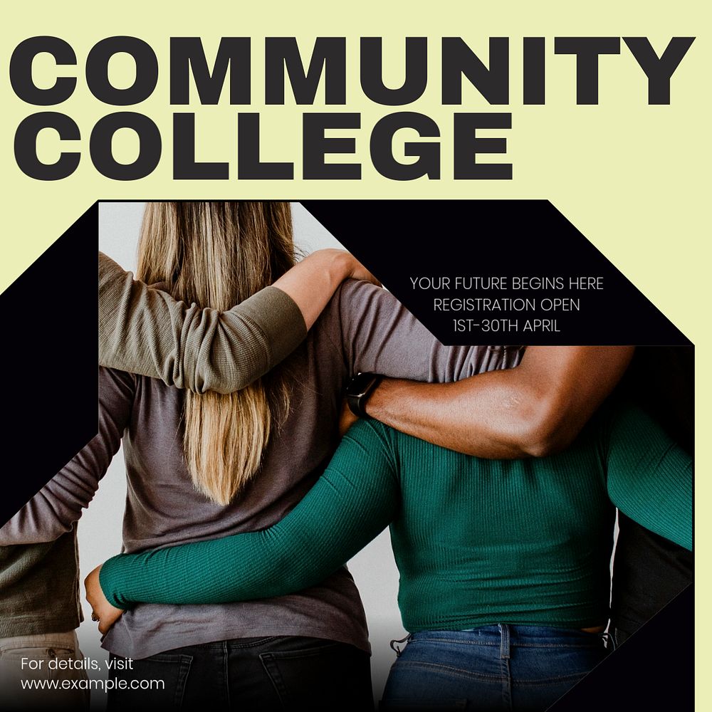 Community college Instagram post template, editable text