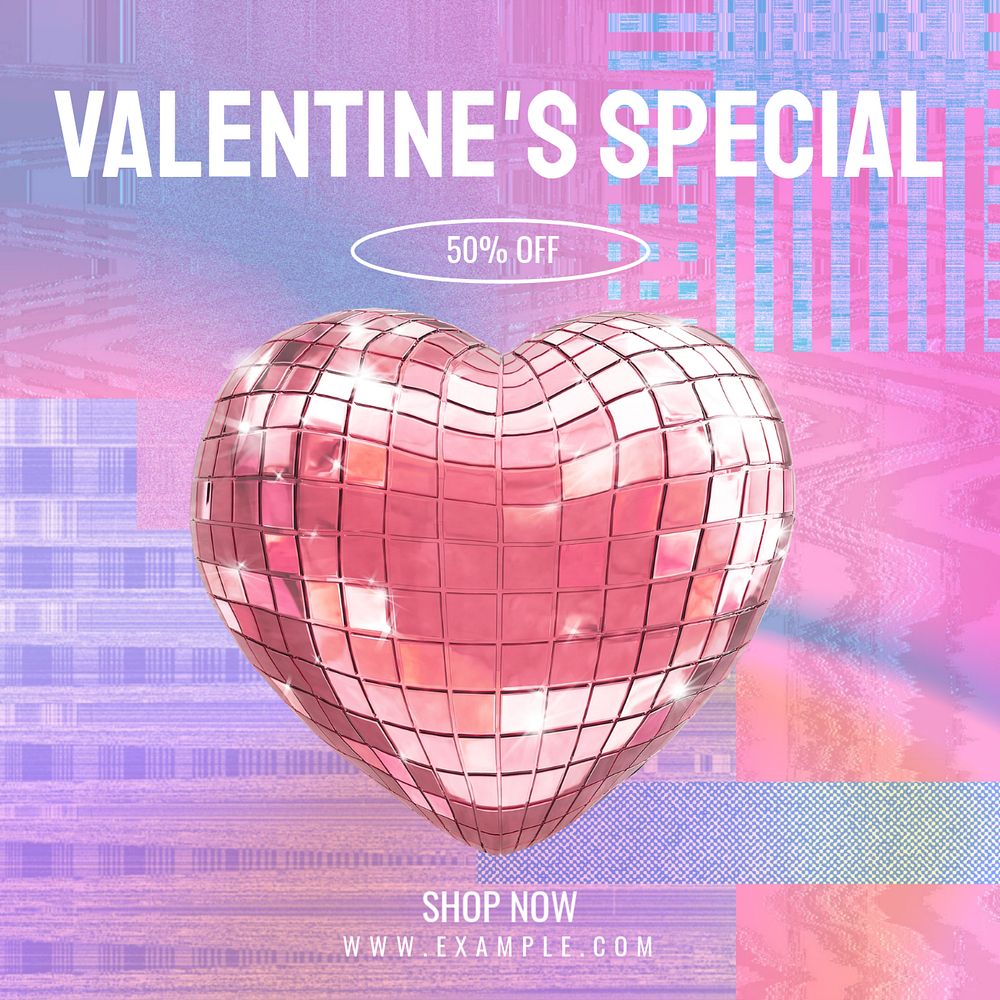 Valentine's special Instagram post template, editable text