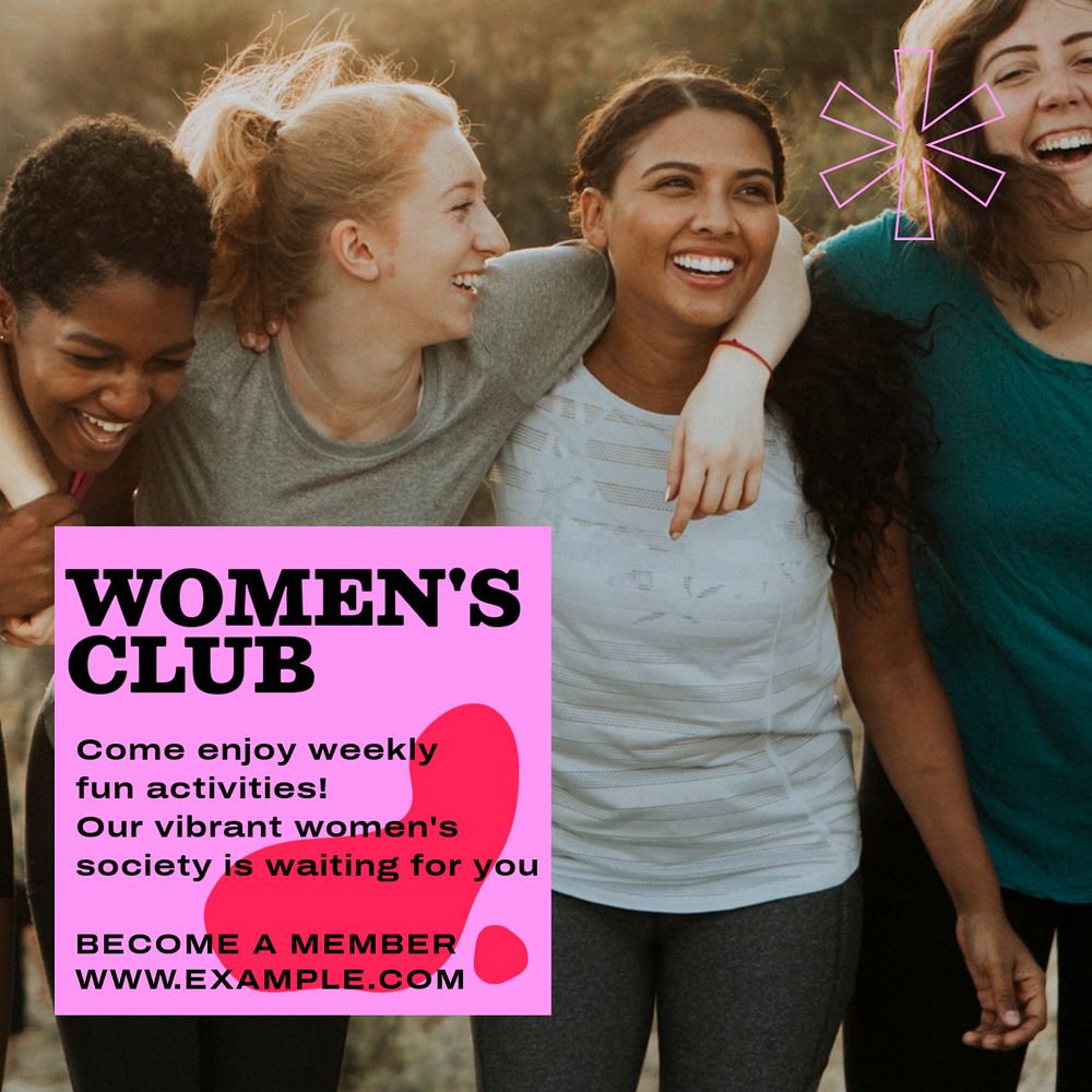 Women's club Instagram post template, editable text